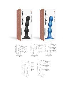 Strap-On-Me Hybrid Collection Silicone Dildo Plug Balls Metallic Blue Xl
