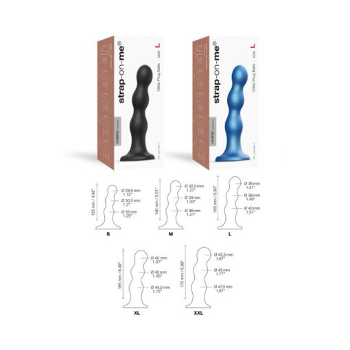Strap-On-Me Hybrid Collection Silicone Dildo Plug Balls Metallic Blue Xl - Image 5