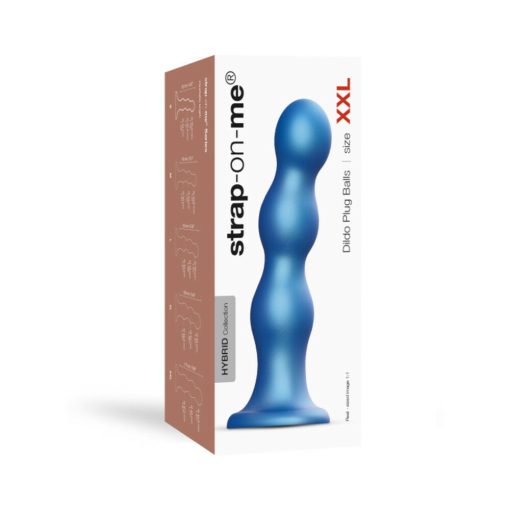 Strap-On-Me Hybrid Collection Silicone Dildo Plug Balls Metallic Blue Xxl