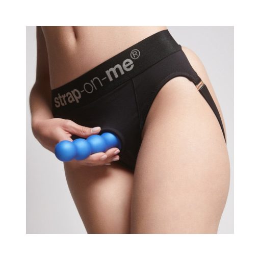 Strap-On-Me Hybrid Collection Silicone Dildo Plug Balls Metallic Blue Xxl - Image 3