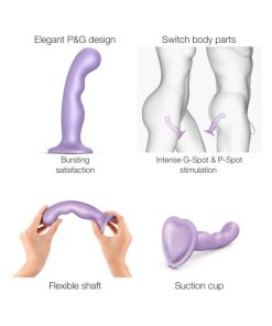 Strap-On-Me Hybrid Collection Silicone Dildo Plug P&G Metallic Lilac M