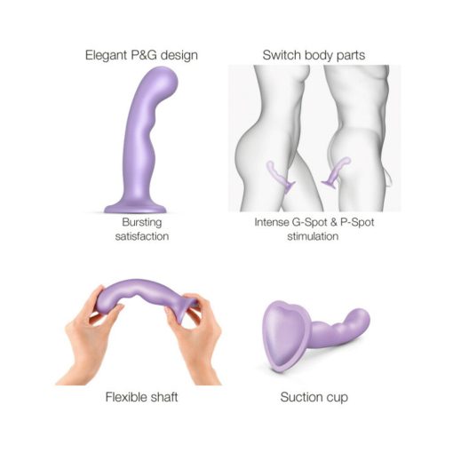 Strap-On-Me Hybrid Collection Silicone Dildo Plug P&G Metallic Lilac M - Image 4