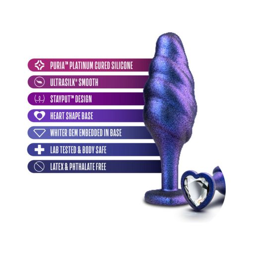 Anal Adventures Matrix Silicone Bumped Bling Plug Sapphire - Image 3