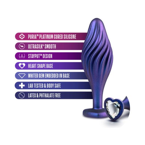 Anal Adventures Matrix Silicone Swirling Bling Plug Sapphire - Image 5