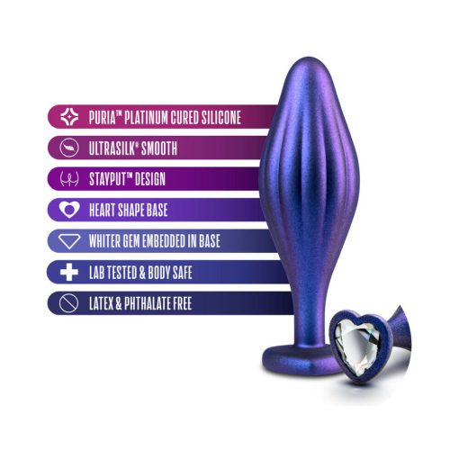 Anal Adventures Matrix Silicone Wavy Bling Plug Sapphire - Image 3