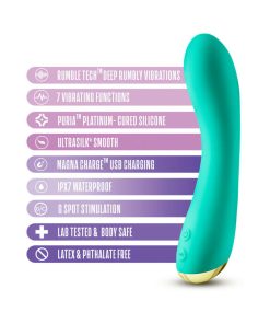 Aria Luscious Af Rechargeable Silicone G-Spot Vibrator Teal