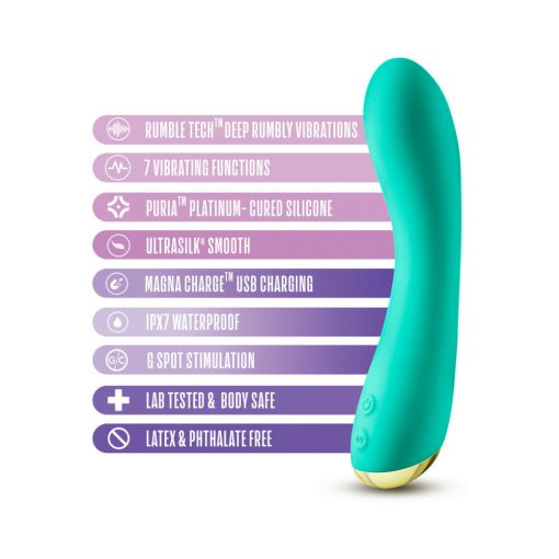 Aria Luscious Af Rechargeable Silicone G-Spot Vibrator Teal - Image 4