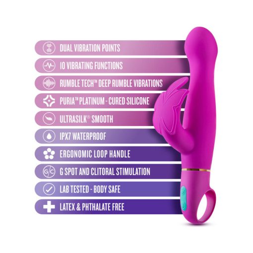 Aria Naughty Af Silicone Dual Stimulation Vibrator Plum - Image 4