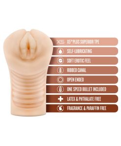 M Elite Soft + Wet Annabella Vagina Stroker With Bullet Vibrator Beige