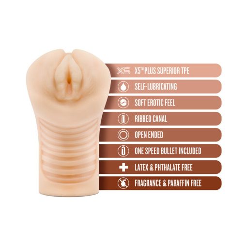 M Elite Soft + Wet Annabella Vagina Stroker With Bullet Vibrator Beige - Image 5