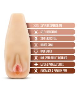 M Elite Soft + Wet Natasha Vagina Stroker With Bullet Vibrator Beige