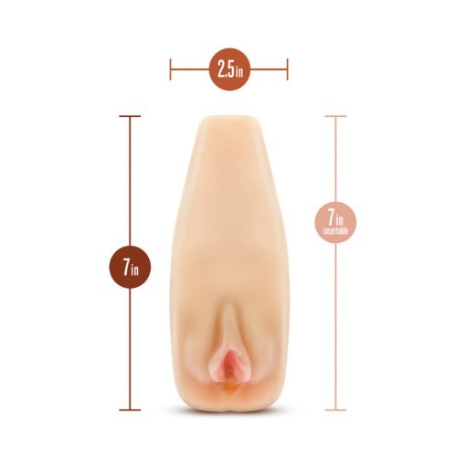 M Elite Soft + Wet Natasha Vagina Stroker With Bullet Vibrator Beige - Image 6