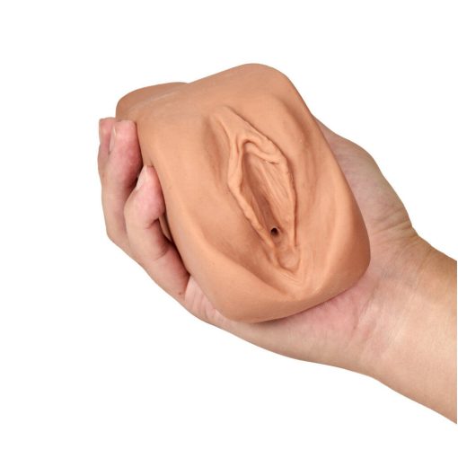 M Elite Soft + Wet Renata Vagina Stroker With Bullet Vibrator Tan - Image 4
