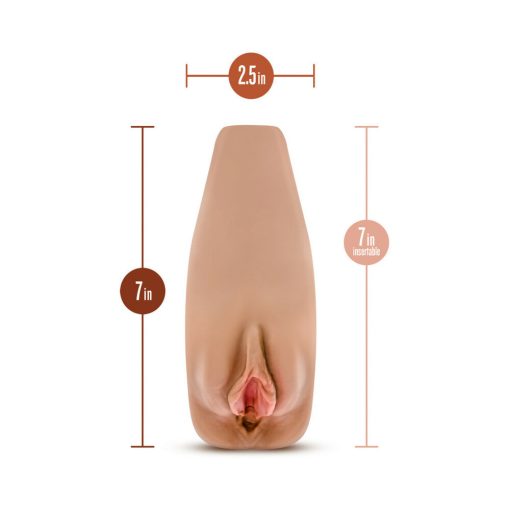 M Elite Soft + Wet Renata Vagina Stroker With Bullet Vibrator Tan - Image 6
