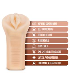 M Elite Soft + Wet Veronika Vagina Stroker With Bullet Vibrator Beige