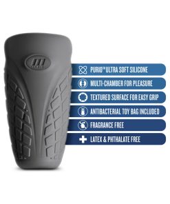 M Elite Platinum Gript Silicone Stroker Black