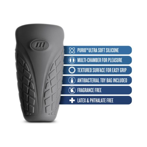 M Elite Platinum Gript Silicone Stroker Black - Image 4