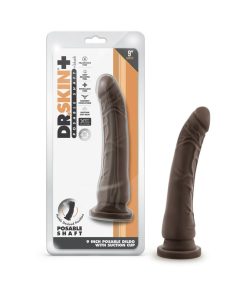 Dr. Skin Plus Realistic 9 In. Triple Density Posable Dildo Brown