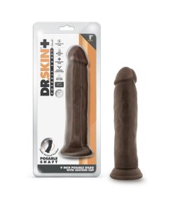 Dr. Skin Plus Thick 9 In. Triple Density Posable Dildo Brown