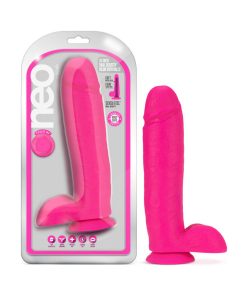 Neo 10 In. Dual Density Dildo With Balls Neon Pink