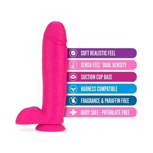 Neo 10 In. Dual Density Dildo With Balls Neon Pink - Image 5