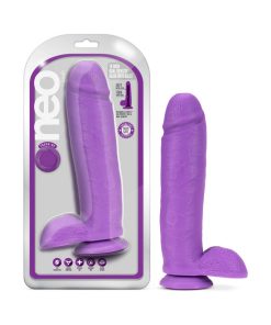 Neo 10 In. Dual Density Dildo With Balls Neon Purple