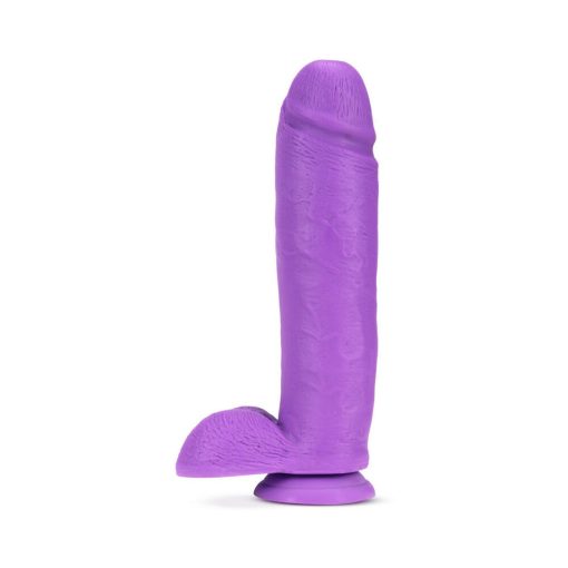 Neo 10 In. Dual Density Dildo With Balls Neon Purple - Image 2