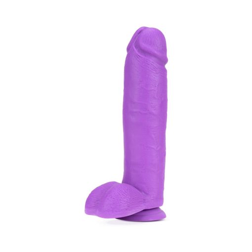 Neo 10 In. Dual Density Dildo With Balls Neon Purple - Image 3