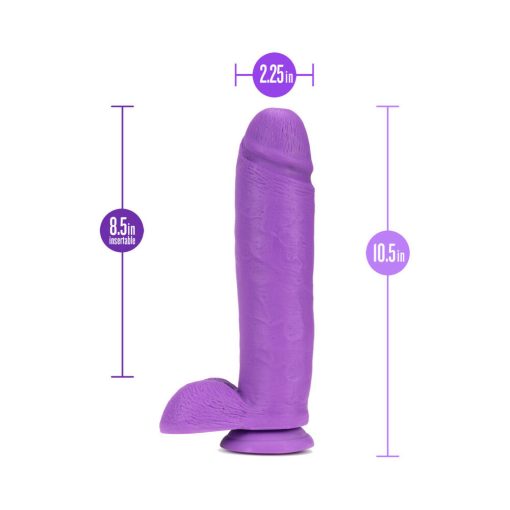 Neo 10 In. Dual Density Dildo With Balls Neon Purple - Image 7