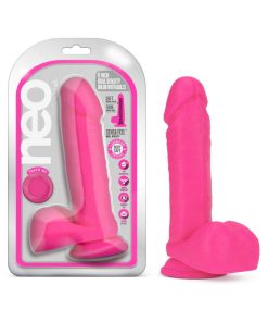 Neo 8 In. Dual Density Dildo With Balls Neon Pink