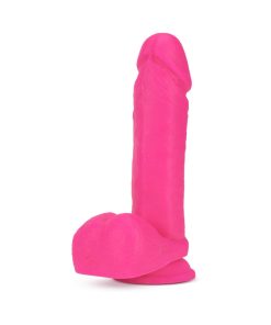Neo 8 In. Dual Density Dildo With Balls Neon Pink
