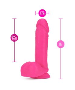 Neo 8 In. Dual Density Dildo With Balls Neon Pink
