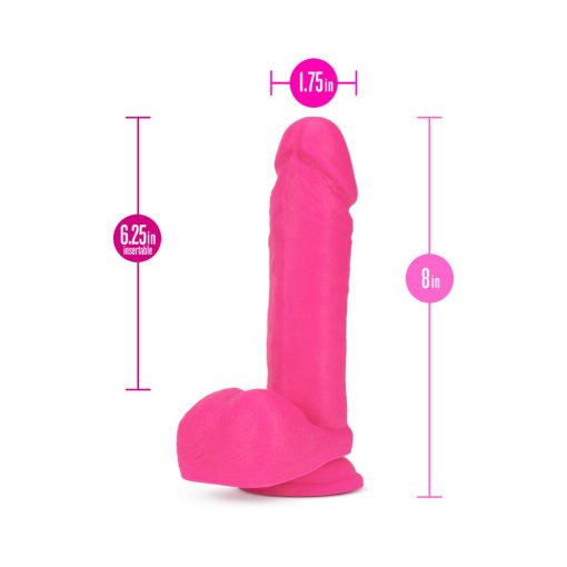 Neo 8 In. Dual Density Dildo With Balls Neon Pink - Image 7