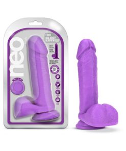 Neo 8 In. Dual Density Dildo With Balls Neon Purple