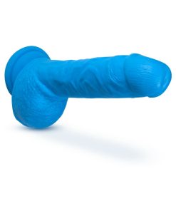 Neo 9 In. Dual Density Dildo With Balls Neon Blue