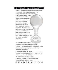 Gender X The Baller Round Glass Anal Plug Clear