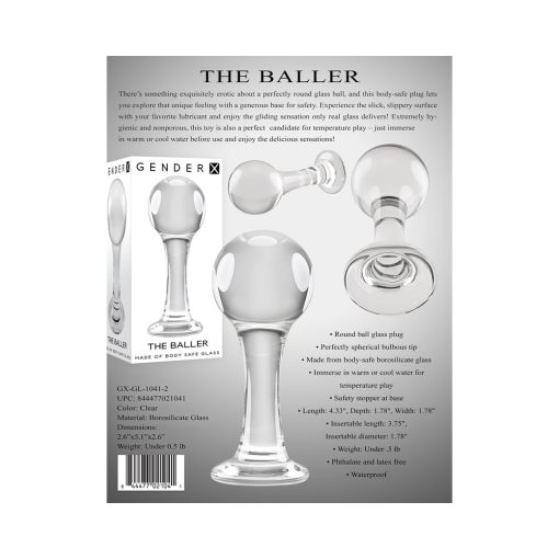 Gender X The Baller Round Glass Anal Plug Clear - Image 9