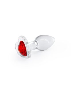 Crystal Desires Red Heart Gem Glass Plug Small