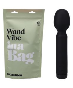 Doc Johnson Wand Vibe In A Bag Rechargeable Silicone Vibrator Black