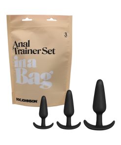 Doc Johnson Anal Plug Trainer Set In A Bag 3-Piece Silicone Black