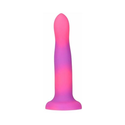 Addiction Rave Bendable 8 In. Silicone Dildo Glow In The Dark Pink Purple - Image 3
