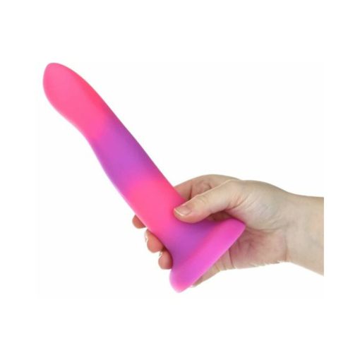 Addiction Rave Bendable 8 In. Silicone Dildo Glow In The Dark Pink Purple - Image 4