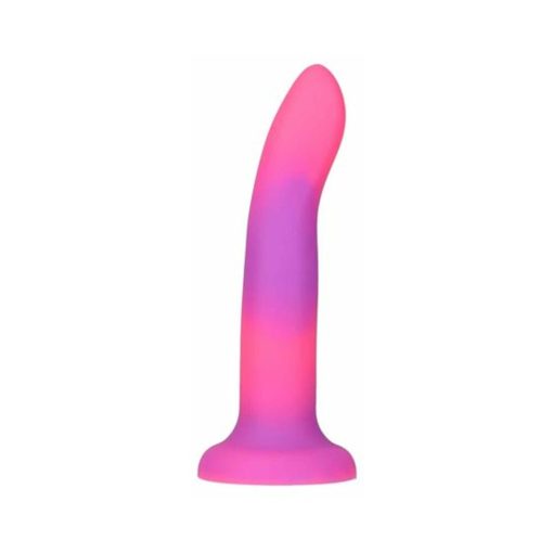 Addiction Rave Bendable 8 In. Silicone Dildo Glow In The Dark Pink Purple - Image 5