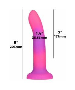Addiction Rave Bendable 8 In. Silicone Dildo Glow In The Dark Pink Purple