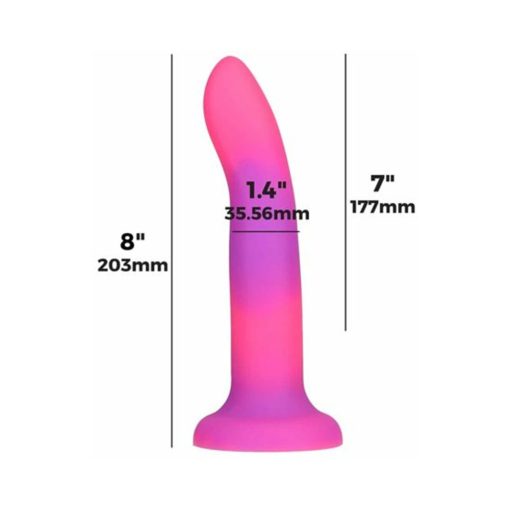 Addiction Rave Bendable 8 In. Silicone Dildo Glow In The Dark Pink Purple - Image 7