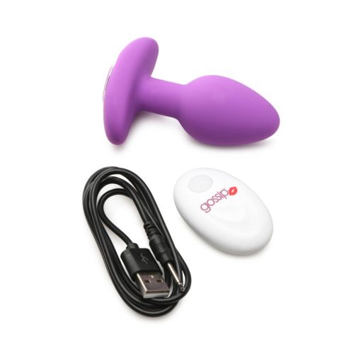 Curve Toys Gossip Pop Rocker Rechargeable Remote-Controlled Silicone Vibrating Anal Plug Violet - Image 6