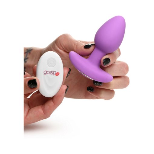 Curve Toys Gossip Pop Rocker Rechargeable Remote-Controlled Silicone Vibrating Anal Plug Violet - Image 8