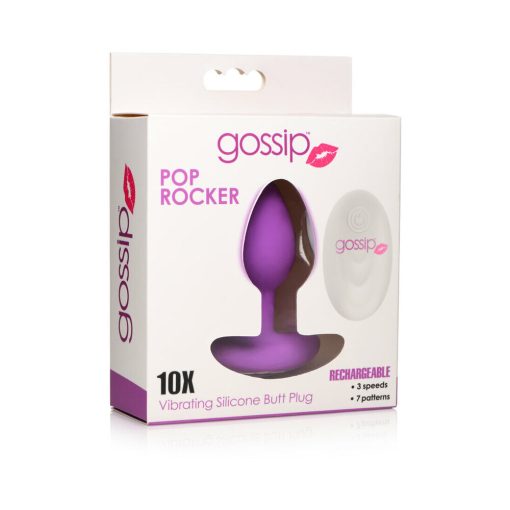 Curve Toys Gossip Pop Rocker Rechargeable Remote-Controlled Silicone Vibrating Anal Plug Violet - Image 9