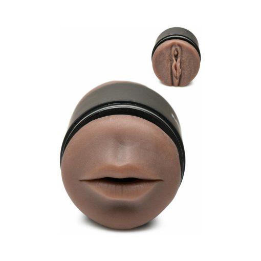 Curve Toys Mistress Double Shot Mini Masturbator Mouth & Pussy Dark - Image 5