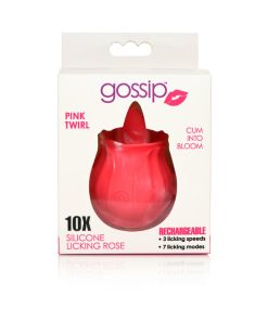 Curve Toys Gossip Cum Into Bloom Rechargeable Silicone Licking Rose Pink Twirl